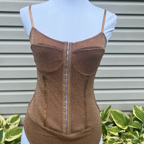 NWT Free People Intimately Bronze Shimmer Night Rhythm Bodysuit - Picture 10 of 13